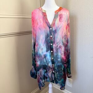 Soft Surroundings Sidra Painterly Rose Cupro Tunic 3X